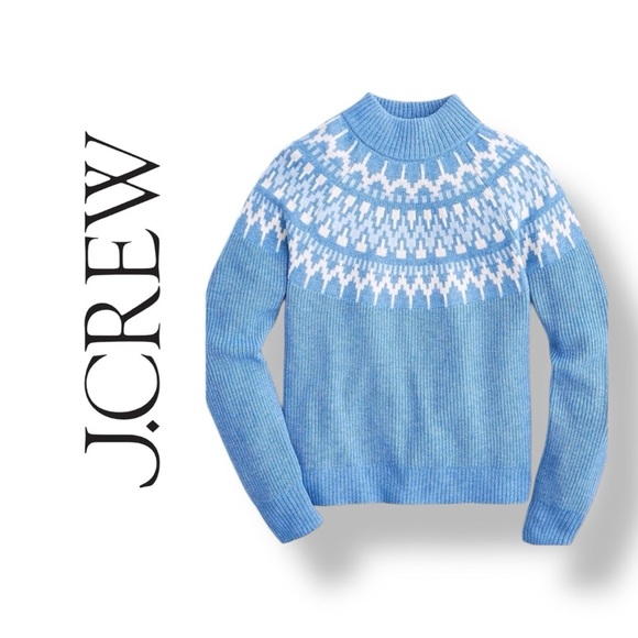 J. Crew Lambswool Fair Isle Mock Turtleneck Pullover Sweater Size XSmall New - Picture 1 of 13
